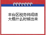丰台区税务师成绩大概什么时候出来
