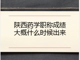 陕西药学职称成绩大概什么时候出来