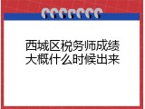 西城区税务师成绩大概什么时候出来