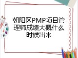 朝阳区PMP项目管理师成绩大概什么时候出来