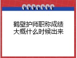 鹤壁护师职称成绩大概什么时候出来