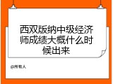 西双版纳中级经济师成绩大概什么时候出来