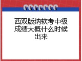 西双版纳软考中级成绩大概什么时候出来