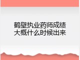 鹤壁执业药师成绩大概什么时候出来