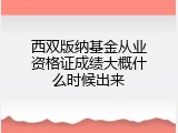 西双版纳基金从业资格证成绩大概什么时候出来
