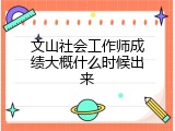 文山社会工作师成绩大概什么时候出来