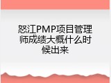 怒江PMP项目管理师成绩大概什么时候出来