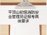 平顶山初级消防安全管理员证报考具体要求