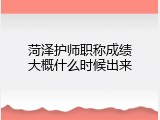 菏泽护师职称成绩大概什么时候出来