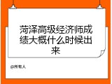 菏泽高级经济师成绩大概什么时候出来