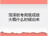 菏泽软考高级成绩大概什么时候出来