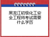 黑龙江初级化工安全工程师考试需要什么学历