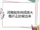 河南税务师成绩大概什么时候出来