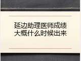 延边助理医师成绩大概什么时候出来