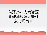 菏泽企业人力资源管理师成绩大概什么时候出来
