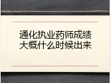 通化执业药师成绩大概什么时候出来