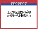 辽源执业医师成绩大概什么时候出来