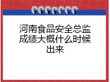 河南食品安全总监成绩大概什么时候出来