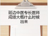 延边中医专长医师成绩大概什么时候出来