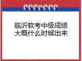 临沂软考中级成绩大概什么时候出来