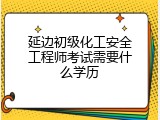 延边初级化工安全工程师考试需要什么学历