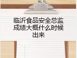 临沂食品安全总监成绩大概什么时候出来