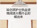哈尔滨护士执业资格成绩大概什么时候出来