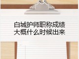 白城护师职称成绩大概什么时候出来