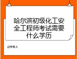 哈尔滨初级化工安全工程师考试需要什么学历