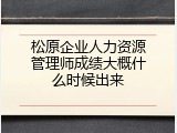 松原企业人力资源管理师成绩大概什么时候出来