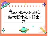 白城中级经济师成绩大概什么时候出来