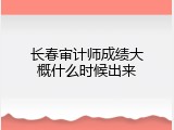 长春审计师成绩大概什么时候出来