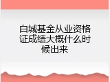 白城基金从业资格证成绩大概什么时候出来
