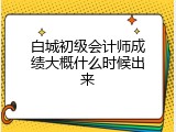 白城初级会计师成绩大概什么时候出来