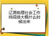 辽源助理社会工作师成绩大概什么时候出来