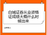 白城证券从业资格证成绩大概什么时候出来