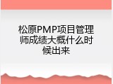 松原PMP项目管理师成绩大概什么时候出来