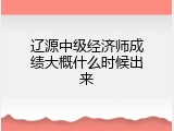 辽源中级经济师成绩大概什么时候出来