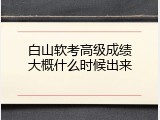 白山软考高级成绩大概什么时候出来