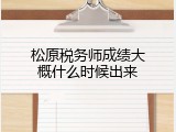 松原税务师成绩大概什么时候出来