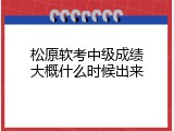 松原软考中级成绩大概什么时候出来