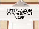 白城银行从业资格证成绩大概什么时候出来