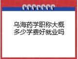 乌海药学职称大概多少学费好就业吗
