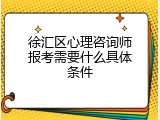 徐汇区心理咨询师报考需要什么具体条件