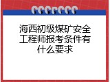 海西初级煤矿安全工程师报考条件有什么要求