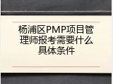 杨浦区PMP项目管理师报考需要什么具体条件