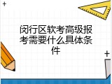 闵行区软考高级报考需要什么具体条件