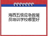 海西五级应急救援员培训学校哪里好