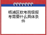 杨浦区软考高级报考需要什么具体条件