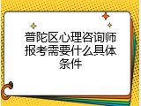 普陀区心理咨询师报考需要什么具体条件